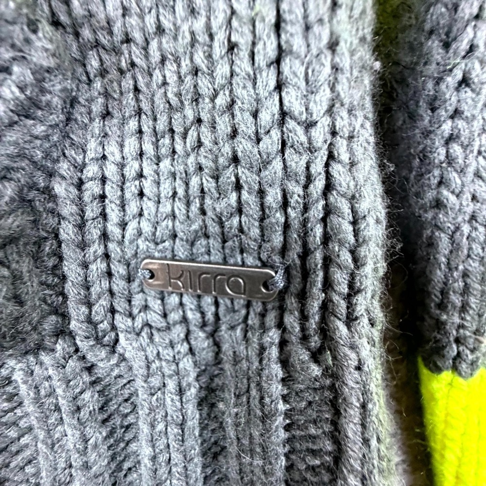 Kirra Sweater Womens Small Grey Green Striped Hoodie Cardigan Button Front - Picture 6 of 6